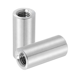 sourcing map 2Pcs M10x1.5mm Round Coupling Nuts, 0.63x1.38 Inch(ODxH)304 Stainless Steel Connector Nut Fasteners Rod Hardware Nuts for Threaded Rod, Industrial Construction Fasteners, Silver