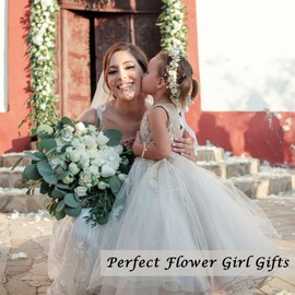 Miss Pink Flower Grl Gift Proposal, Initial K Bracelet Gold Plated Flower Letter K Chram Pearl Bracelets Wedding Bridal Shower Jewelry Gifts from Bride Will You Be My Flower Grl Present (K)