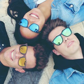 VIA LEECA Polarized Sunglasses Women Men Classic Retro Sports Reflective Driving Fishing Baseball Running Cycling Square Sun Glasses UV400 Protection Grey Clear Frame Blue Mirrored Lens