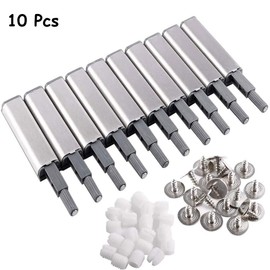 Door Damper, Pack of 10 Furniture Door Damper Stainless Steel Touch Latch Closing Damper Buffer for Cabinet Doors, Case Drawer Hinge Push to Open System with Magnetic Locking Door Catch