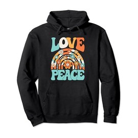 Love Peace Hippie Theme Party 60s 70s Outfit Men Women Kids Pullover Hoodie