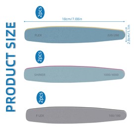 Pack of 6 Nail Files, Professional Double-Sided Nail Files, Manicure Acrylic Gel File, Nail Files for Gel Nails, with Washable Double-Sided Grit for Nail Studio and Home