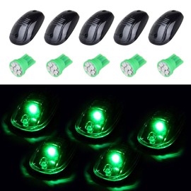 OCPTY Cab Marker Light 5pcs Smoke Lens Top Roof Running Marker Assembly w/T10 Green Bulbs fit for 2012-2016 For Dodge For Ram 1500 2500 2013-2016 For Dodge For Ram 3500 4500 5500