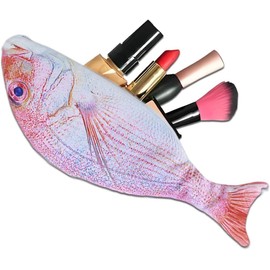 Novelty Fish Shaped Makeup Bag, Red, Cute Cosmetic Pouch