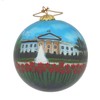 Blown Glass Christmas Ornament | White House with Red Tulips