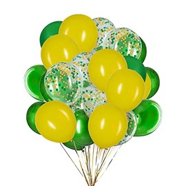 Pack of 50 12 Inch Balloons, Matte Yellow and Green, Helium Confetti Balloons for Birthday, Weddings