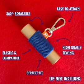 VCase LipBalm Holder with Keychain, Lipstick Holder Keychain, Lip Gloss Holder Keychain, Never Lose Your Lip Balm, Lip Gloss or Lipstick with Cute Elastic Lip Balm Keychain Holder (Cherry)