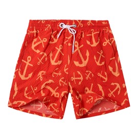 NATUST Boys' Printed Swimming Shorts with Mesh Lining Beach Shorts, orange