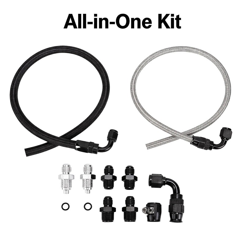 6AN Power Steering Pump Hose Kit 25Inch Leak-Proof High/Low Pressure