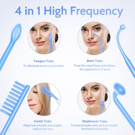 Yofuly High Frequency Stick with 4 Blue HF Sticks, Portable High Frequency Face Devices, Beauty Face Machine, Face Massager for Wrinkle Reduction, Skin Tightening, Acne Treatment