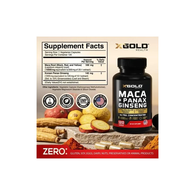 Capsulas Compuestas De Raíz De Maca Tricolor Y Ginseng