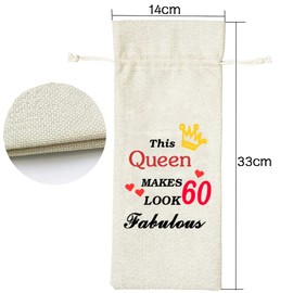 60th Birthday Gifts for Women, 60th Birthday Party Decoration Wine Favour Bag, Wine Bag Wife 60 Years Old, Wine Gifts for Friends Sisters Mother Grandma