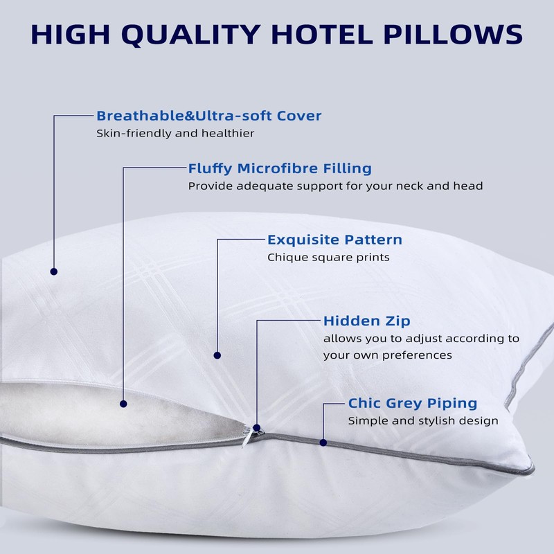 Wellos WL-PL-BS0 Bed Pillows, Queen (U.S. Standard), White