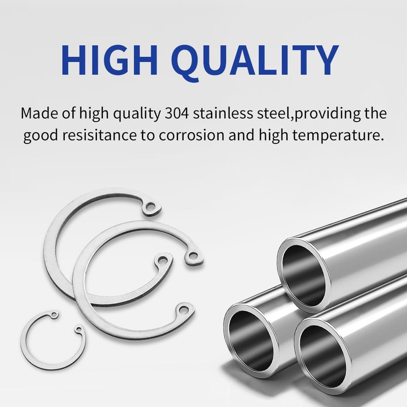 160PCS Metric 304 Stainless Steel C-Clips Internal Retaining Ring Assortment