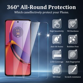 CHRINECY Pack of 2 Screen Protectors for Motorola Moto G84 5G Screen Protector + 2 Camera Screen Protectors, 9H Hardness, Anti-Scratch, HD Clear, Bubble-Free, Anti-Oil, Ultra Resistant