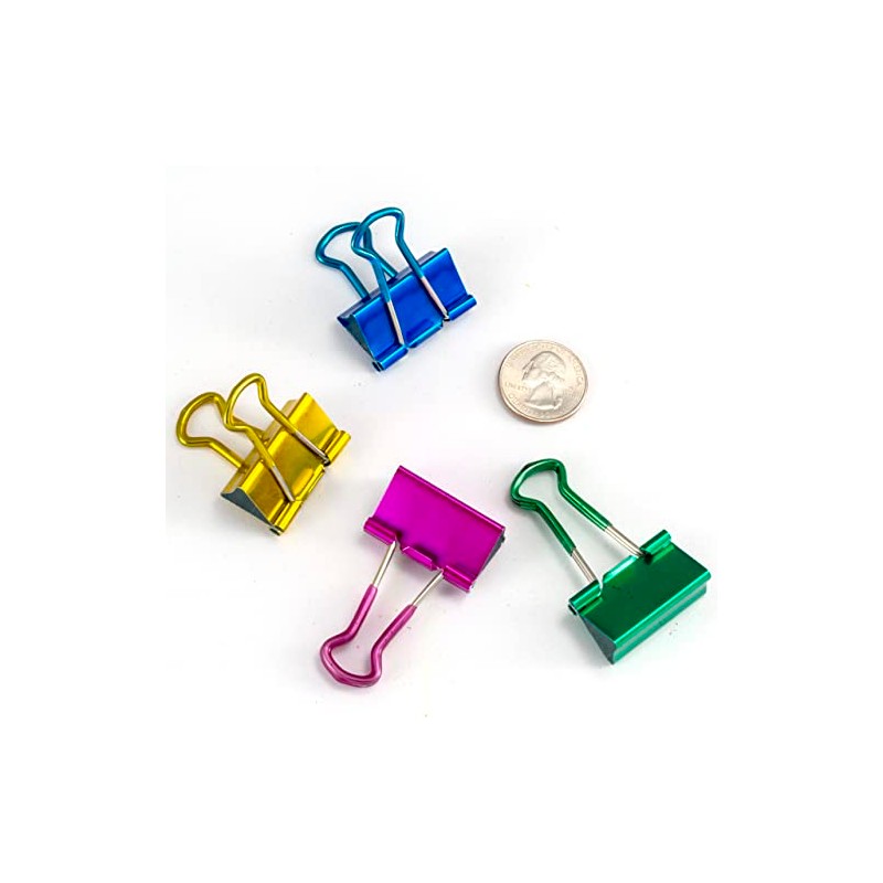 Officemate Easy Grip Medium Binder Clips, Assorted Metallic Colors, 12