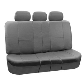 FH Group PU002013 Premium PU Leather Seat Covers (Gray) Rear Set – Universal Fit for Cars Trucks & SUVs