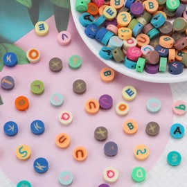150pcs Alphabet Polymer Clay Beads for Kids 10mm Mixed Heishi Spacer Beads Supplies for Bracelet Necklace Jewelry Making(Alphabet)
