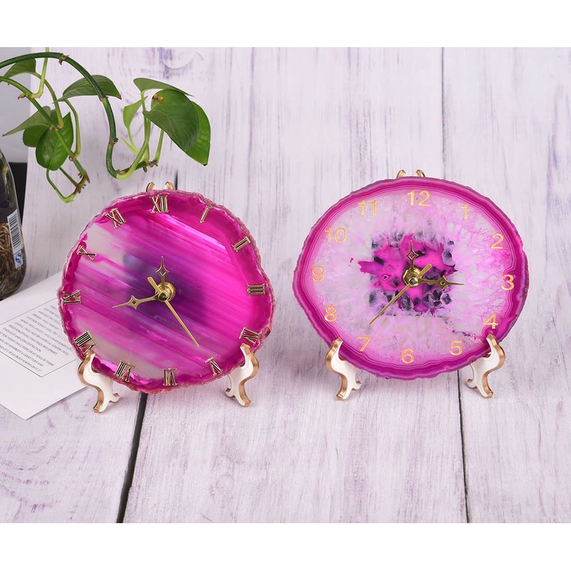 JIC Gem Agate Clock Crystal Desk & Shelf Clocks Home