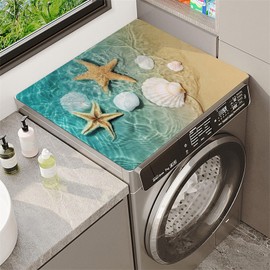 Morbuy Washing Machine Cushion, Non-Slip, 50 x 60 cm, Starfish, Sandy Beach Shells, Washing Machine Cover, Absorbent Washing Machines and Dryer Cushion (Starfish, 50 x 60 cm)