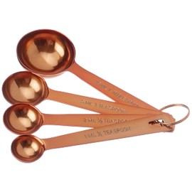 KitchenCraft MCMSPNCOP MasterClass Measuring Spoon Set, Stainless Steel, 9 x 12 x 16 cm, Brown