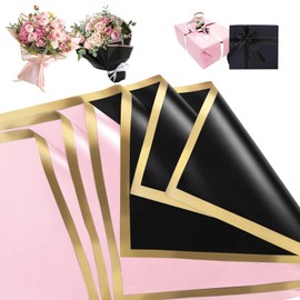 20 Sheets Flower Wrapping Paper Double Sided Wrapping Paper Bouquet Paper Flower Wrapping Sheets 58cm Bouquet Wrapping Paper Black Wrapping Paper Black and Gold Flower Wrap Paper for Flowers, 2 Colors