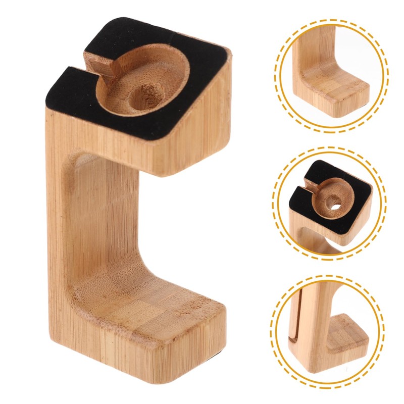 NOLITOY 1Pc Bamboo Smart Watch Charging Stand Elegant Durable Charging