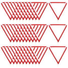 PATIKIL Award Ceremony Collars with Snap Clips, 30 Pieces Polyester Striped Medal Ribbons for Competitions Sports Meeting Sports Party Red White
