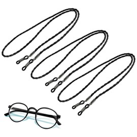 3 Pcs Glasses Strap For Men And Women, Fabric Glasses Strap, Nickel-Free Glasses Straps, Sunglasses Chain Glasses String Around Neck, Sunglasses Strap & String For Glasses Spectacles Cord (Black)