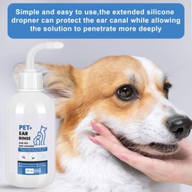 TUOBITUO Gentle Effective Cat & Dog Ear Cleaner - Daily Care for Clean, Healthy Ears - Removes Wax, Dirt, and Controls Odo 4 oz with Cotton Swabs 10pcs Helps for Dog Ear Wash&Cat Ear Cleaner