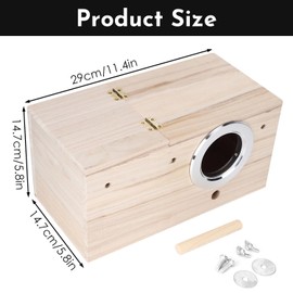 Budgie Nesting Box, Wood Bird Nest Breeding Box Bird Cage House with Perch for Lovebirds, Finches, Parrots, Canaries 11.4x5.8x5.8inch
