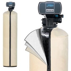 Water Softener Cover Outdoor, 3 Layers Insulation Water Softener Tank Jacket, Heavy Duty Outdoor Insulated Water Softener Tank Cover, 9.5''D x 54''H(COVER SIZE, NOT WATER SOFTENER SIZE)- Beige