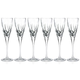 Barski Toasting Flute Glass -Champagne - Flutes - Set of 6 Flute Crystal Glasses - Wedding Toasting Flutes - Designed - 4.5 oz Made in Europe