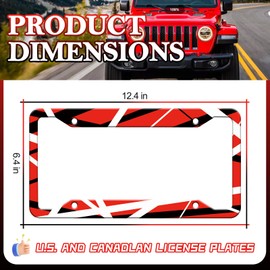 Red Black White License Plate Frame - Stripes License Plate Frame Cover Holder Aluminum Metal, Rust-Proof Waterproof Car Decorative Tag Frames for Standard Us 12x6 Inch