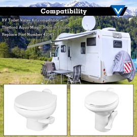 42049 Water Valve Style II Kit, Upgraded Toilet Water Valve Kit, Fit for Thetford Aqua Magic Style II Permanent Toilets with Closet Flange Seal