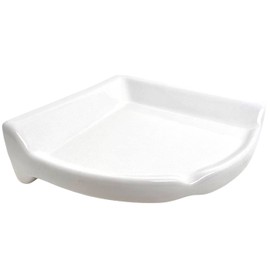 Tenedos White Glazed Ceramic Bathroom Accessory (Corner Shower) - Shampoo and Big Soap Holder- Not Flat Surface Installation