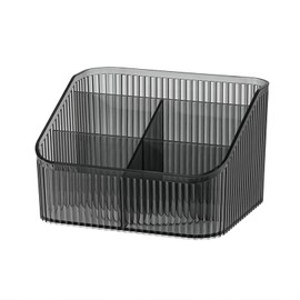 DASITON Make Up Organiser, Cosmetic Organiser with 5 Compartments, Acrylic Cosmetic Storage with Large Capacity, Dressing Table Organiser for Brushes, Eyeliners, Lipstick and Skincare (Black L)