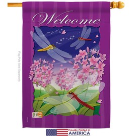 Dragonfly Paradise House Flag Garden Friends Butterfly Ladybugs Bee Springtime Insect Natural Wildlife Small Decorative Gift Yard Banner Made In USA 28 X 40