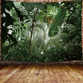 JAWO Tropic Jungle Forest Woolds Plants Tapestry, Palm Tree Leaves Coconut Tree Leaves, Tapestry Wall Hanging, Wall Tapestry for Dorm Living Room Bedroom, Wall Blanket Beach Towels Home Decor