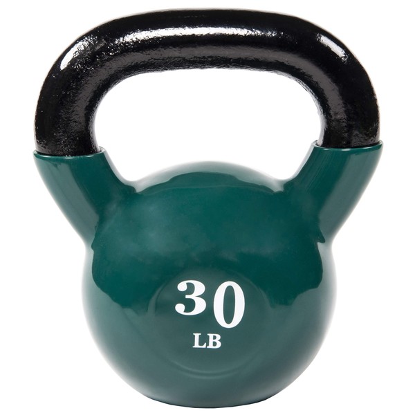 Everyday Essentials All-Purpose Color Vinyl Coated Kettlebell, 30 Pounds(Colors May Vary)