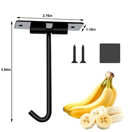 lenpestia Banana Hanger, Folding Banana Hook, Banana Hook, Banana Hanger Under Cabinet, Under Counter Banana Hook, Banana Hook for Hanging Bananas or Kitchen Utensil Black, 1 Pack