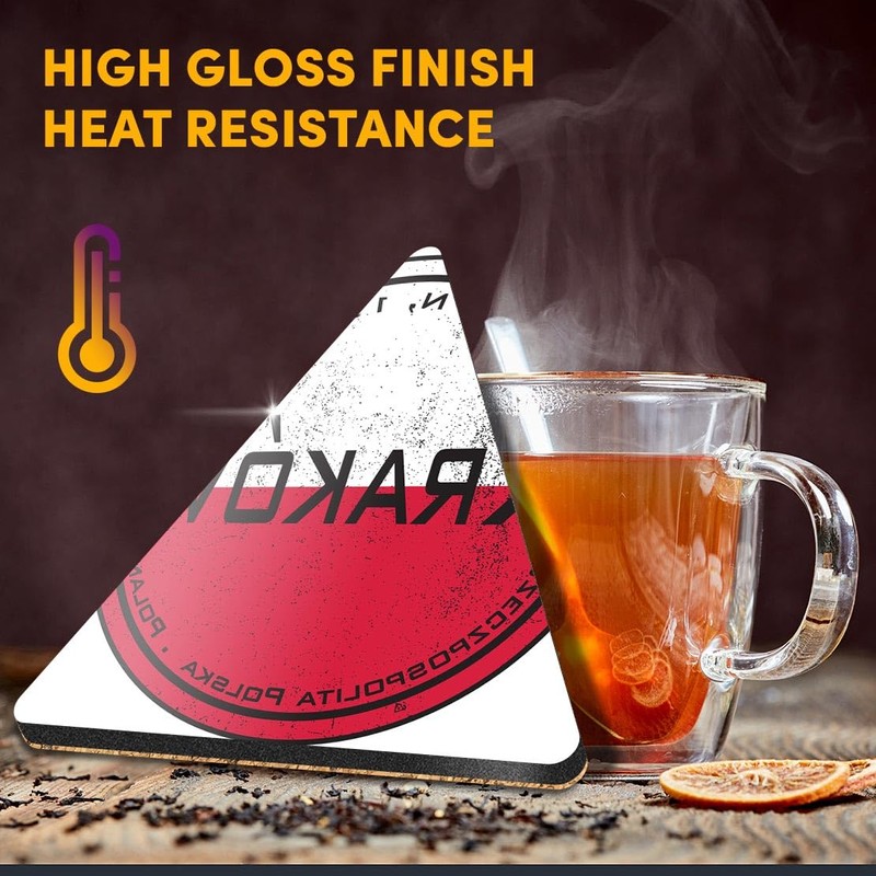 1 x Triangle Coaster - Kraków Poland Flag Circle Cork