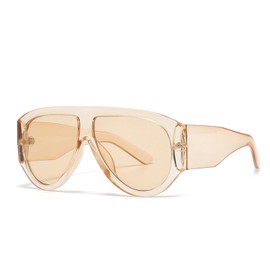 VueLux Vintage Sunglasses Oval Oversized Pilot Glasses UV400 Protection for Men and Women, champagner