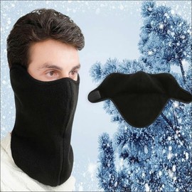 Ski All-in-One Fleece Earflap Neck Warmer Face Mask Black/Free