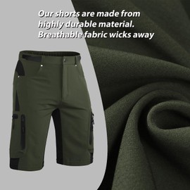 Ally Mens MTB Mountain Bike Shorts 4D Padded Baggy Bicycle Cycling Biking Bike Shorts Lightweight Loose-fit (Green, 3X-Large)