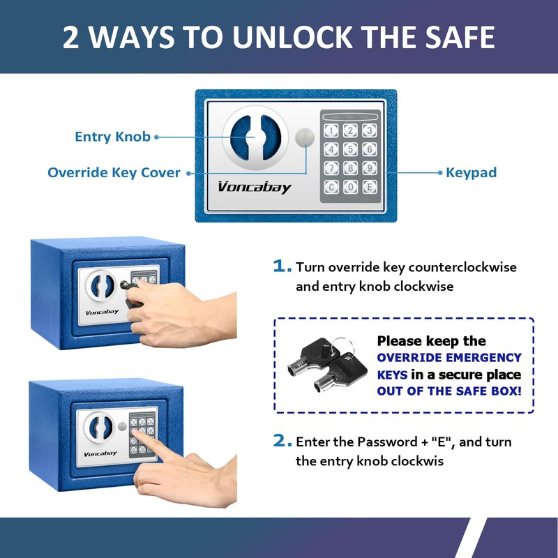 Voncabay Money Safe Box for Home with Sensor Light &