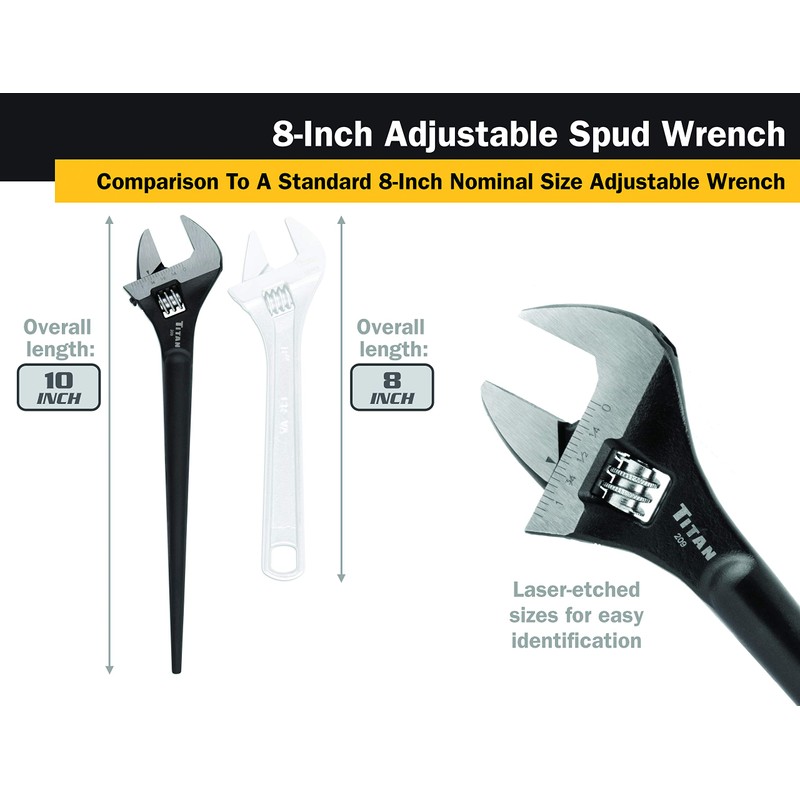 Titan 209 Adjustable Construction Spud Wrench, 8-Inch