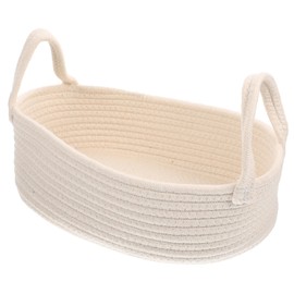 Mikinona Portable Woven Storage Basket Cotton Rope Organizer for Sundries Stylish Home Decor for Bedroom Living Room and Practical Storage