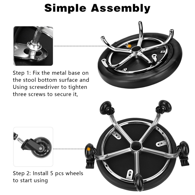 LWADALN Rolling Stool with Backrest Low Height Rolling Stool with