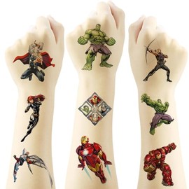 20pcs Superhero Temporary Tattoos for Teen, Cool Decal, Cute Cartoon Decoration Sticker Gifts for Adult